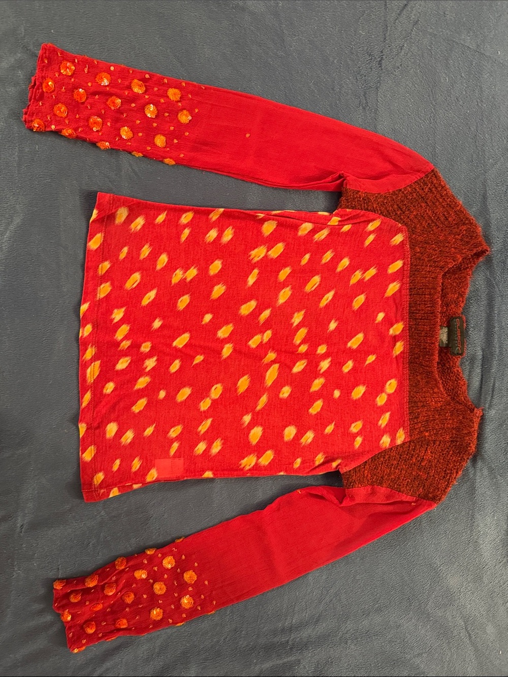 Custo Barcelona Red Sweater with Orange Spot Detail